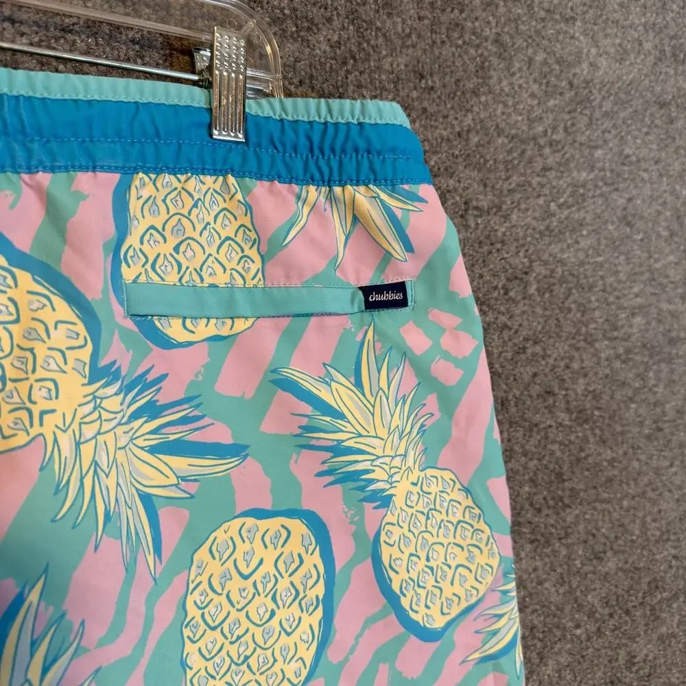 Chubbies Shorts Swim Trunks Mens 2XL‎ XXL Blue Pineapple Print Casual Stretch